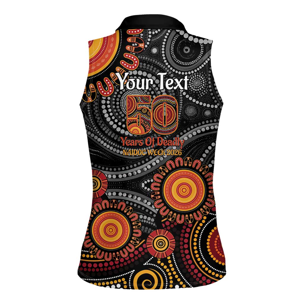 NAIDOC Week 50 Years Deadly Personalised Women Sleeveless Polo Shirt Aboriginal Art