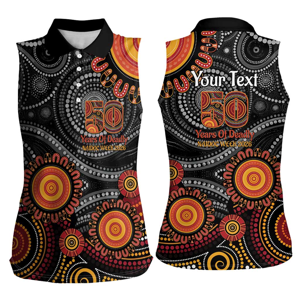 NAIDOC Week 50 Years Deadly Personalised Women Sleeveless Polo Shirt Aboriginal Art