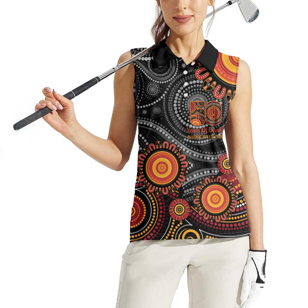 NAIDOC Week 50 Years Deadly Personalised Women Sleeveless Polo Shirt Aboriginal Art