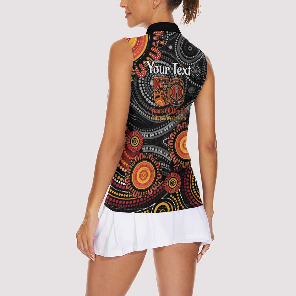 NAIDOC Week 50 Years Deadly Personalised Women Sleeveless Polo Shirt Aboriginal Art