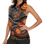 NAIDOC Week 50 Years Deadly Personalised Women Sleeveless Polo Shirt Aboriginal Art