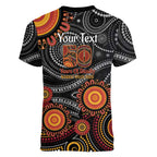 NAIDOC Week 50 Years Deadly Personalised Women V-Neck T-Shirt Aboriginal Art