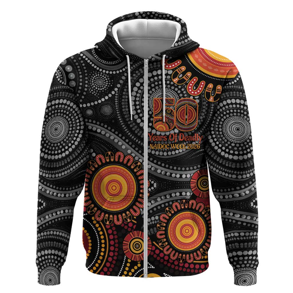 NAIDOC Week 50 Years Deadly Personalised Zip Hoodie Aboriginal Art