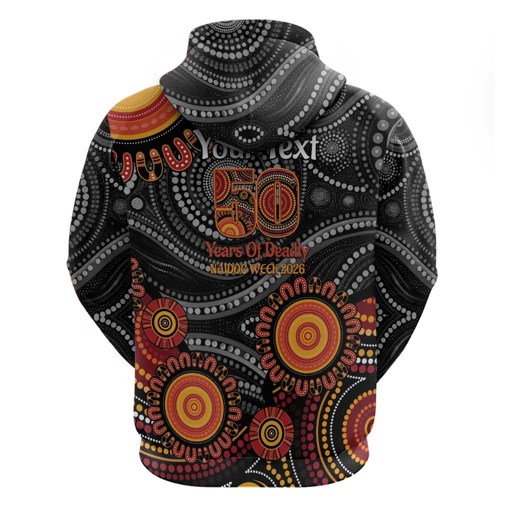 NAIDOC Week 50 Years Deadly Personalised Zip Hoodie Aboriginal Art