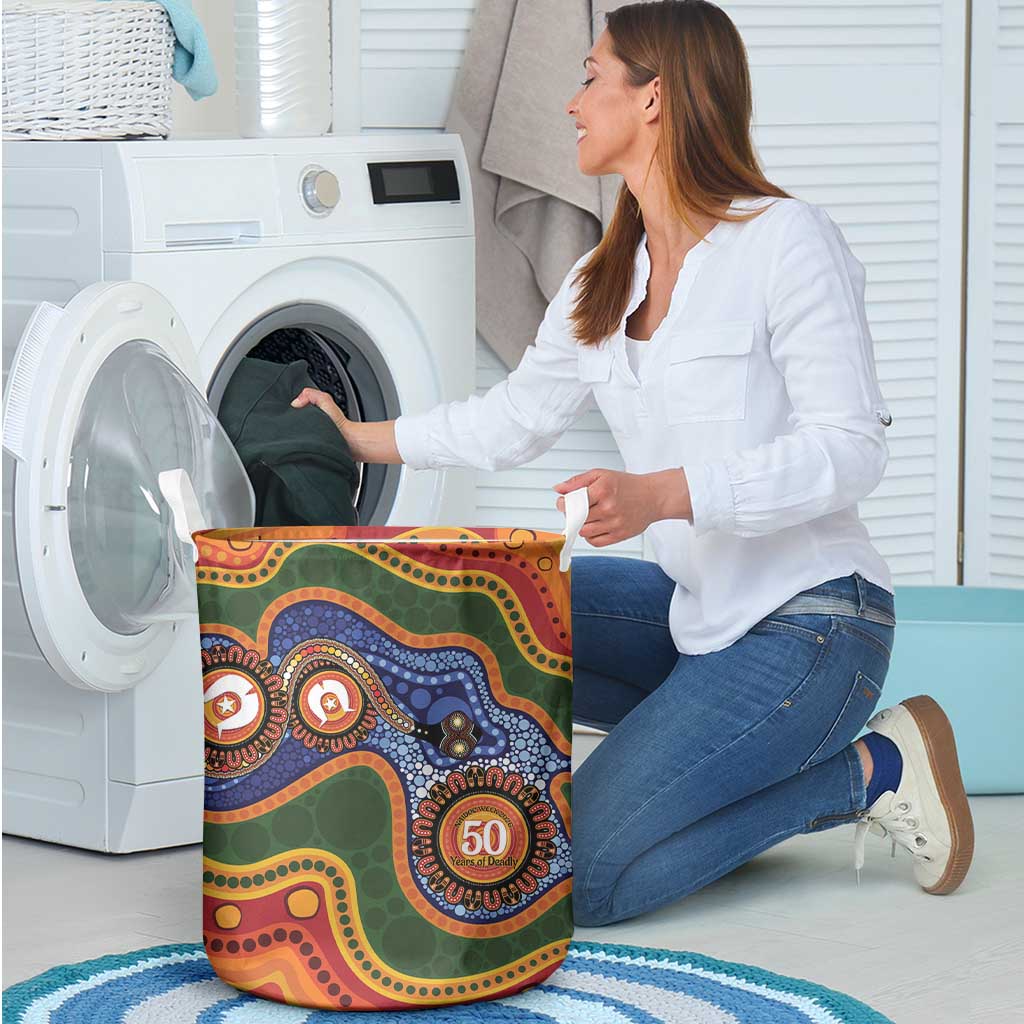 Australia NAIDOC Week 2026 Laundry Basket 50 Years of Deadly Dhari Snake Aboriginal Art