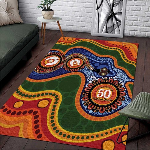 Australia NAIDOC Week 2026 Area Rug 50 Years of Deadly Dhari Snake Aboriginal Art
