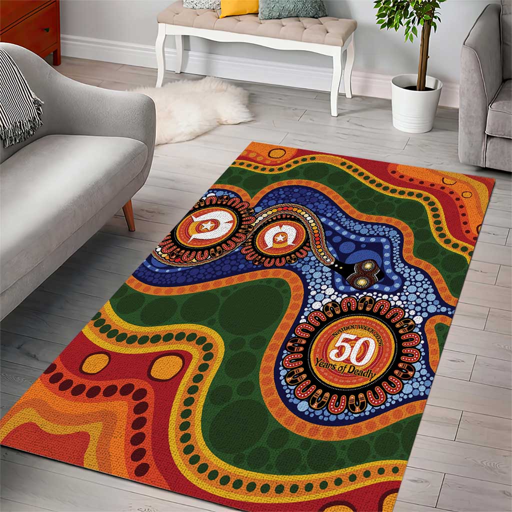 Australia NAIDOC Week 2026 Area Rug 50 Years of Deadly Dhari Snake Aboriginal Art