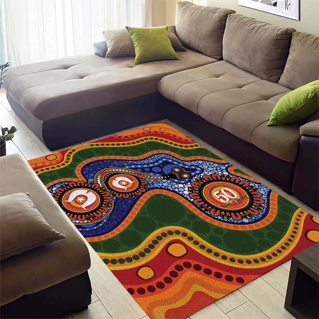 Australia NAIDOC Week 2026 Area Rug 50 Years of Deadly Dhari Snake Aboriginal Art