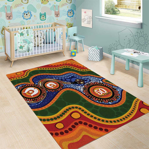 Australia NAIDOC Week 2026 Area Rug 50 Years of Deadly Dhari Snake Aboriginal Art