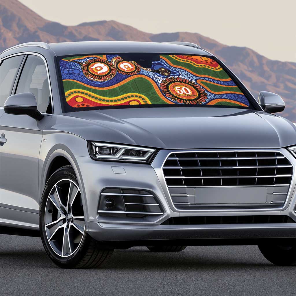 Australia NAIDOC Week 2026 Auto Sun Shade 50 Years of Deadly Dhari Snake Aboriginal Art