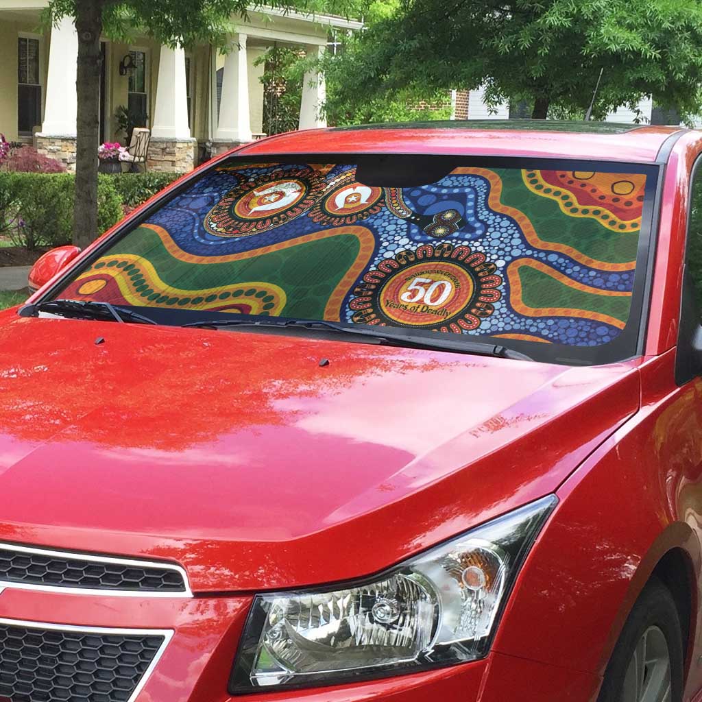 Australia NAIDOC Week 2026 Auto Sun Shade 50 Years of Deadly Dhari Snake Aboriginal Art