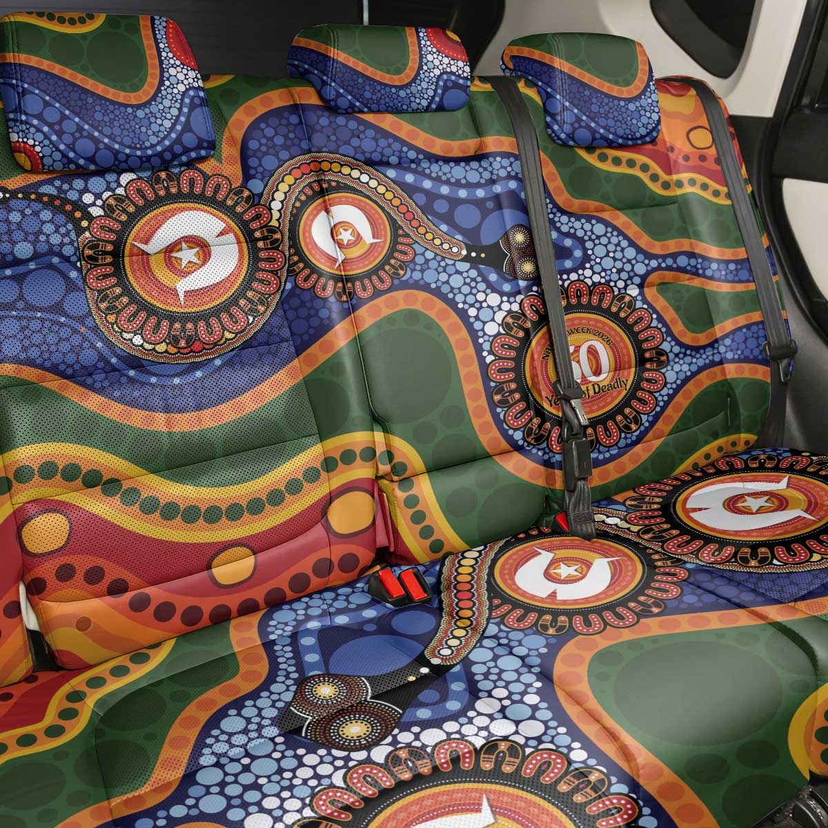 Australia NAIDOC Week 2026 Back Car Seat Cover 50 Years of Deadly Dhari Snake Aboriginal Art