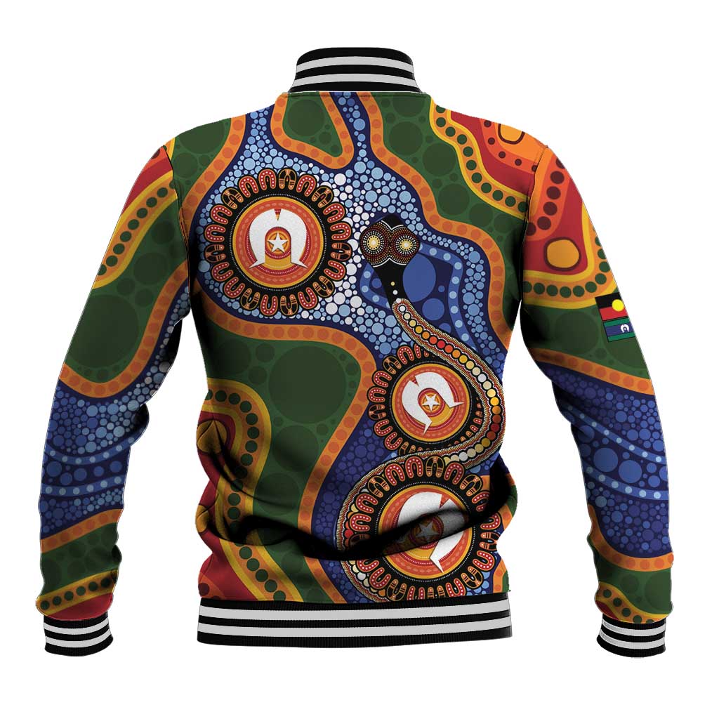 Australia NAIDOC Week 2026 Baseball Jacket 50 Years of Deadly Dhari Snake Aboriginal Art