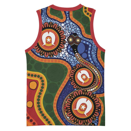 Australia NAIDOC Week 2026 Basketball Jersey 50 Years of Deadly Dhari Snake Aboriginal Art
