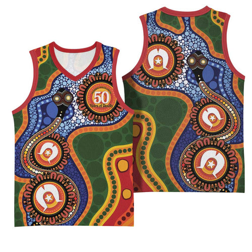 Australia NAIDOC Week 2026 Basketball Jersey 50 Years of Deadly Dhari Snake Aboriginal Art