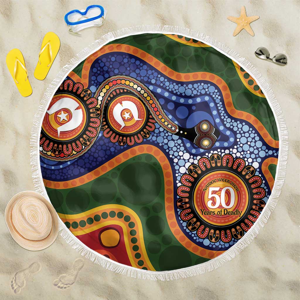 Australia NAIDOC Week 2026 Beach Blanket 50 Years of Deadly Dhari Snake Aboriginal Art