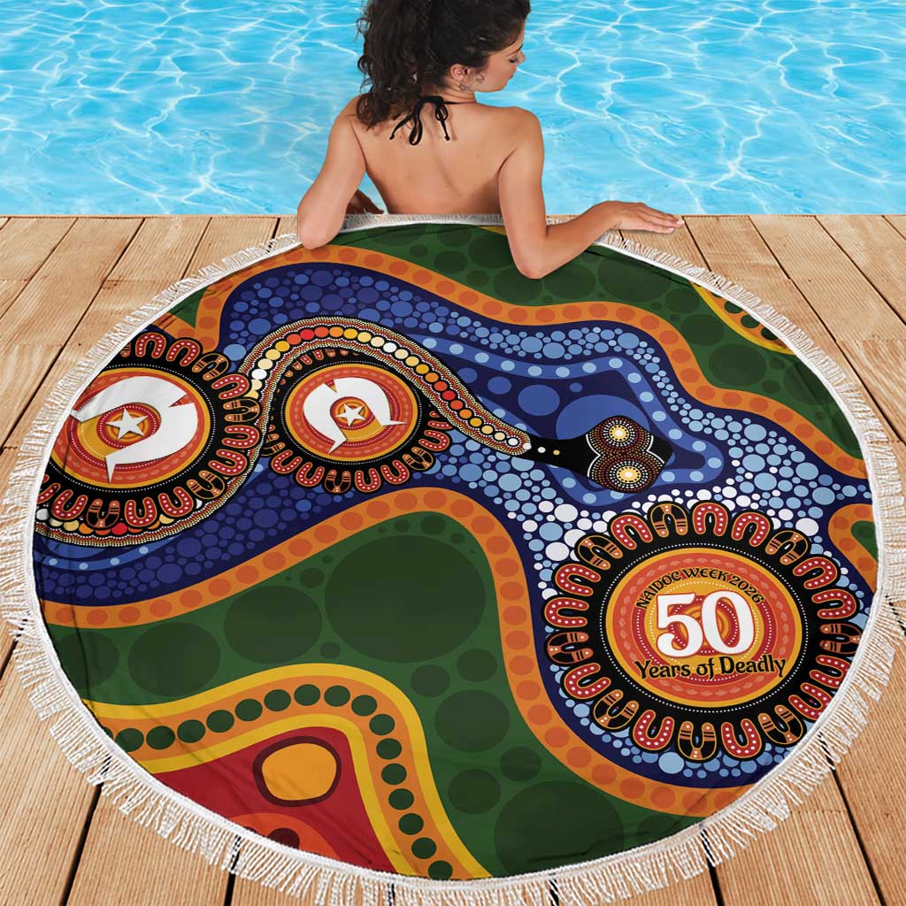 Australia NAIDOC Week 2026 Beach Blanket 50 Years of Deadly Dhari Snake Aboriginal Art