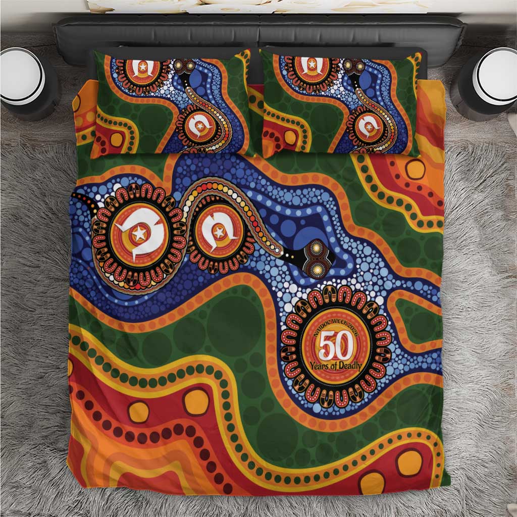 Australia NAIDOC Week 2026 Bedding Set 50 Years of Deadly Dhari Snake Aboriginal Art