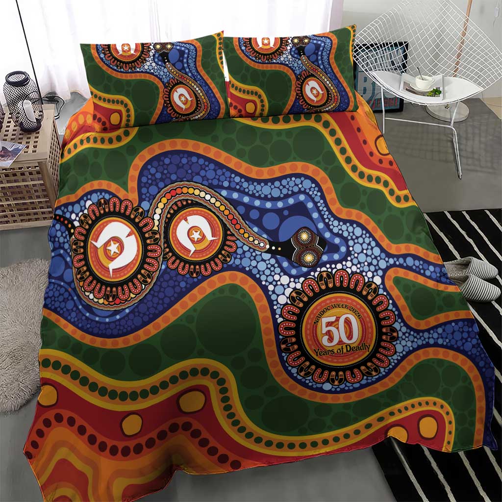 Australia NAIDOC Week 2026 Bedding Set 50 Years of Deadly Dhari Snake Aboriginal Art