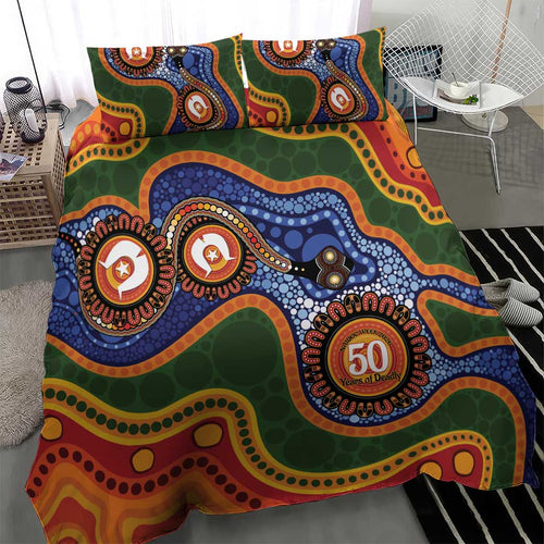 Australia NAIDOC Week 2026 Bedding Set 50 Years of Deadly Dhari Snake Aboriginal Art