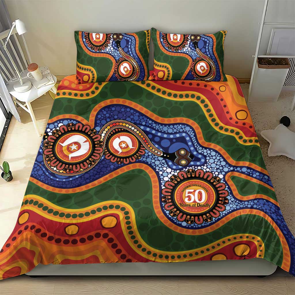 Australia NAIDOC Week 2026 Bedding Set 50 Years of Deadly Dhari Snake Aboriginal Art