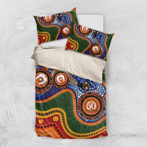 Australia NAIDOC Week 2026 Bedding Set 50 Years of Deadly Dhari Snake Aboriginal Art