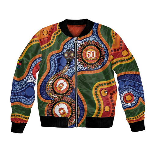 Australia NAIDOC Week 2026 Bomber Jacket 50 Years of Deadly Dhari Snake Aboriginal Art