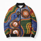 Australia NAIDOC Week 2026 Bomber Puffer Jacket 50 Years of Deadly Dhari Snake Aboriginal Art