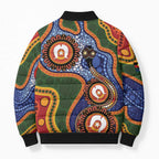 Australia NAIDOC Week 2026 Bomber Puffer Jacket 50 Years of Deadly Dhari Snake Aboriginal Art