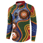 Australia NAIDOC Week 2026 Button Sweatshirt 50 Years of Deadly Dhari Snake Aboriginal Art