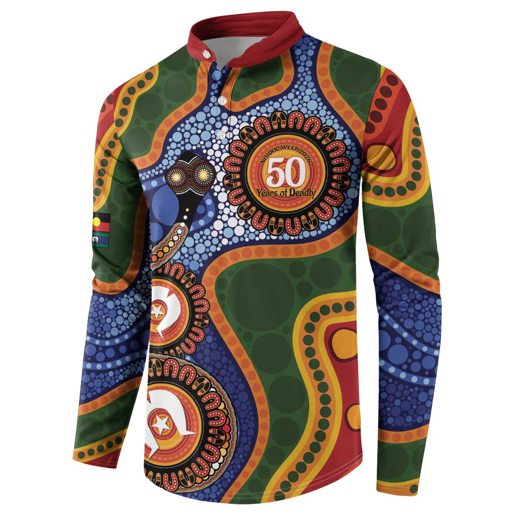 Australia NAIDOC Week 2026 Button Sweatshirt 50 Years of Deadly Dhari Snake Aboriginal Art