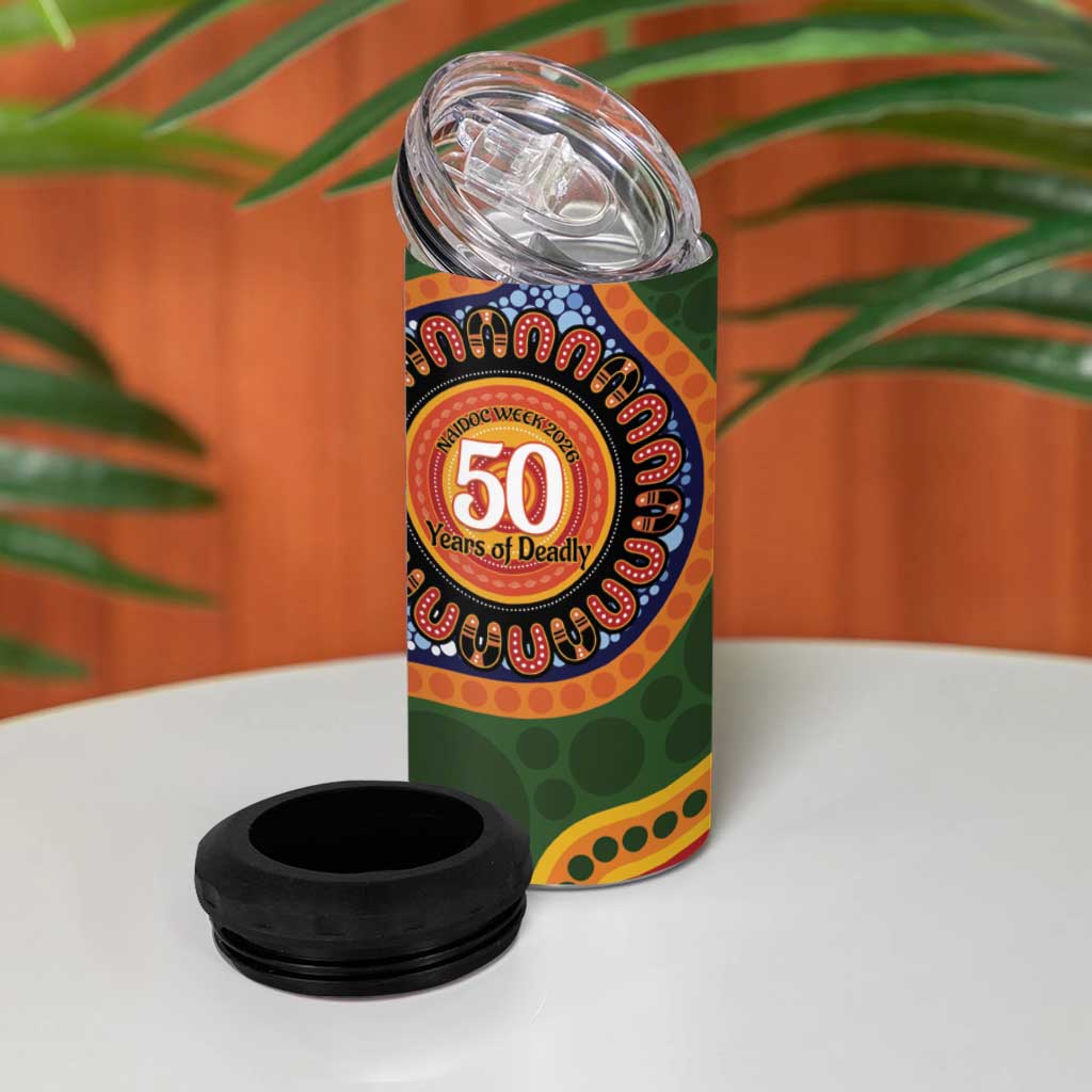 Australia NAIDOC Week 2026 4 in 1 Can Cooler Tumbler 50 Years of Deadly Dhari Snake Aboriginal Art