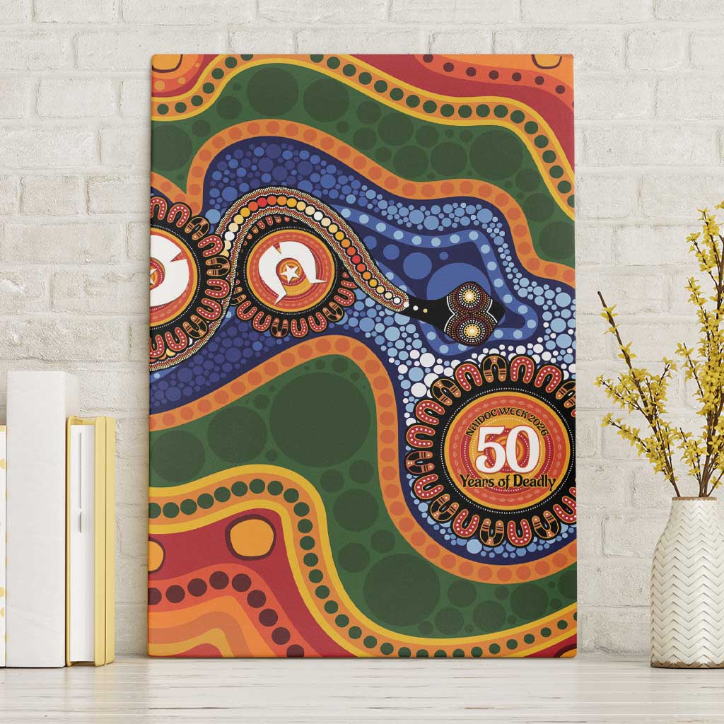 Australia NAIDOC Week 2026 Canvas Wall Art 50 Years of Deadly Dhari Snake Aboriginal Art