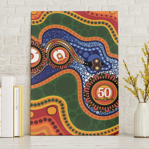 Australia NAIDOC Week 2026 Canvas Wall Art 50 Years of Deadly Dhari Snake Aboriginal Art