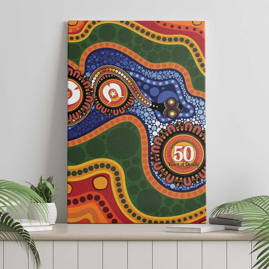 Australia NAIDOC Week 2026 Canvas Wall Art 50 Years of Deadly Dhari Snake Aboriginal Art