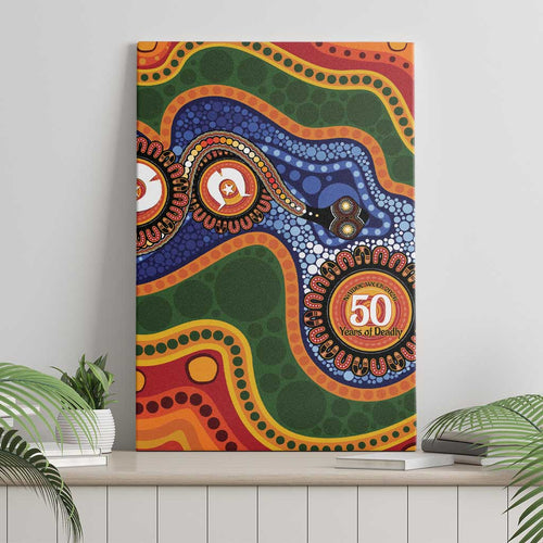 Australia NAIDOC Week 2026 Canvas Wall Art 50 Years of Deadly Dhari Snake Aboriginal Art