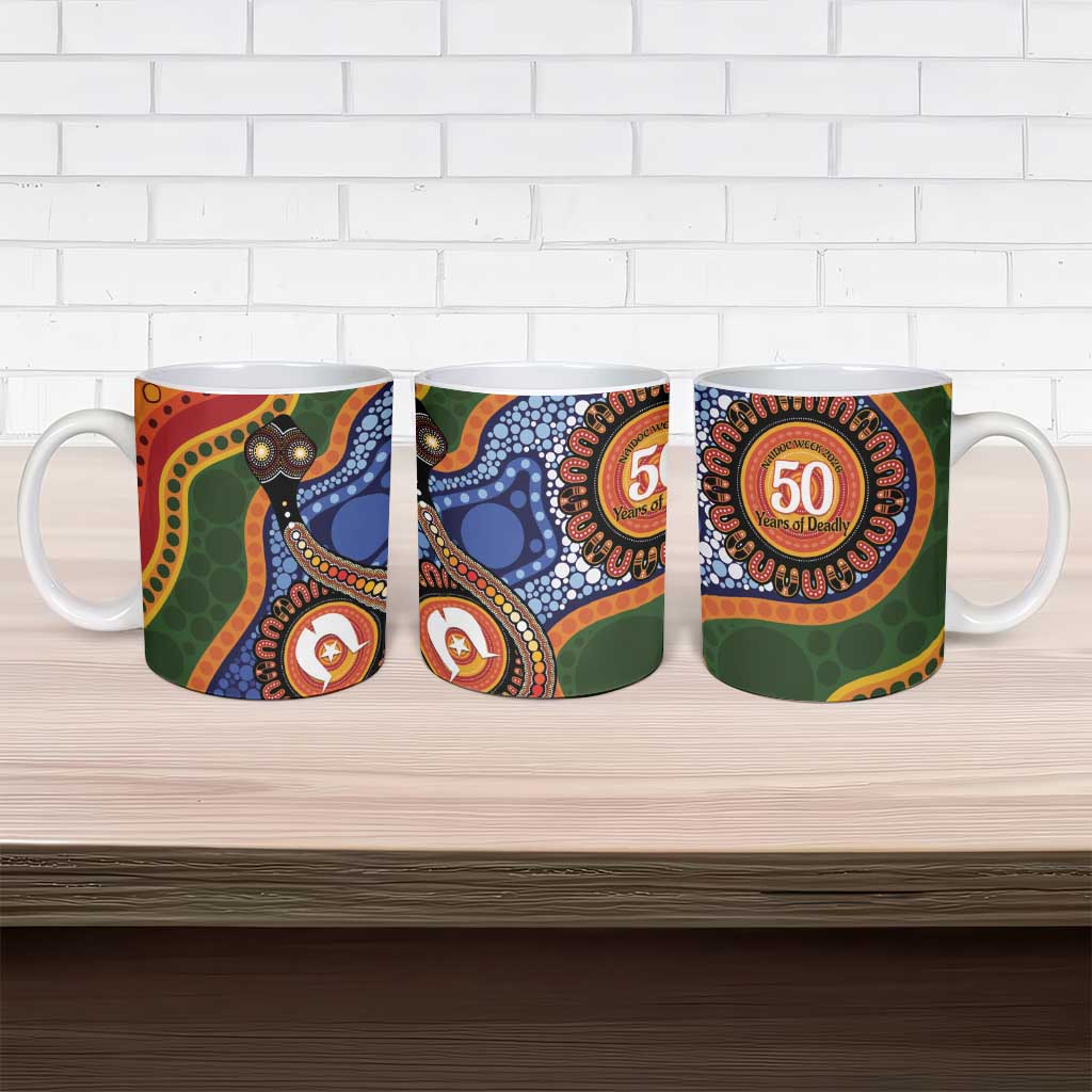 Australia NAIDOC Week 2026 Ceramic Mug 50 Years of Deadly Dhari Snake Aboriginal Art