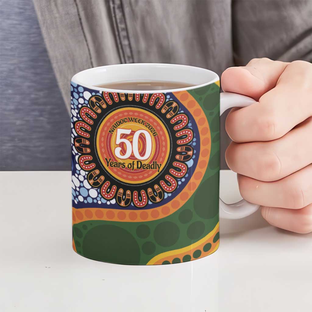 Australia NAIDOC Week 2026 Ceramic Mug 50 Years of Deadly Dhari Snake Aboriginal Art