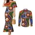 Australia NAIDOC Week 2026 Couples Matching Mermaid Dress and Long Sleeve Button Shirt 50 Years of Deadly Dhari Snake Aboriginal Art