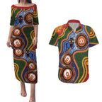 Australia NAIDOC Week 2026 Couples Matching Puletasi and Hawaiian Shirt 50 Years of Deadly Dhari Snake Aboriginal Art