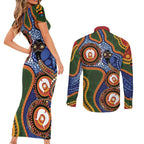 Australia NAIDOC Week 2026 Couples Matching Short Sleeve Bodycon Dress and Long Sleeve Button Shirt 50 Years of Deadly Dhari Snake Aboriginal Art