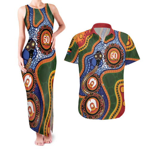 Australia NAIDOC Week 2026 Couples Matching Tank Maxi Dress and Hawaiian Shirt 50 Years of Deadly Dhari Snake Aboriginal Art