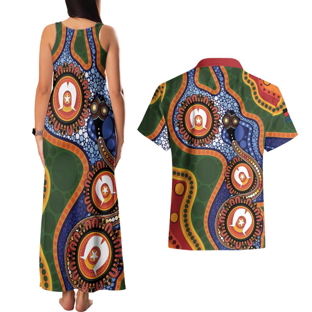 Australia NAIDOC Week 2026 Couples Matching Tank Maxi Dress and Hawaiian Shirt 50 Years of Deadly Dhari Snake Aboriginal Art