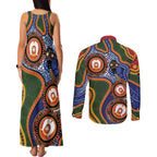 Australia NAIDOC Week 2026 Couples Matching Tank Maxi Dress and Long Sleeve Button Shirt 50 Years of Deadly Dhari Snake Aboriginal Art