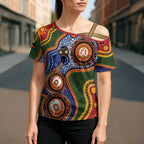 Australia NAIDOC Week 2026 Cross Shoulder Shirt 50 Years of Deadly Dhari Snake Aboriginal Art