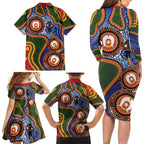 Australia NAIDOC Week 2026 Family Matching Long Sleeve Bodycon Dress and Hawaiian Shirt 50 Years of Deadly Dhari Snake Aboriginal Art