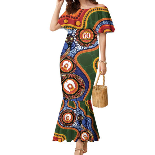 Australia NAIDOC Week 2026 Family Matching Mermaid Dress and Hawaiian Shirt 50 Years of Deadly Dhari Snake Aboriginal Art