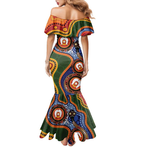 Australia NAIDOC Week 2026 Family Matching Mermaid Dress and Hawaiian Shirt 50 Years of Deadly Dhari Snake Aboriginal Art