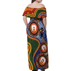 Australia NAIDOC Week 2026 Family Matching Off Shoulder Maxi Dress and Hawaiian Shirt 50 Years of Deadly Dhari Snake Aboriginal Art