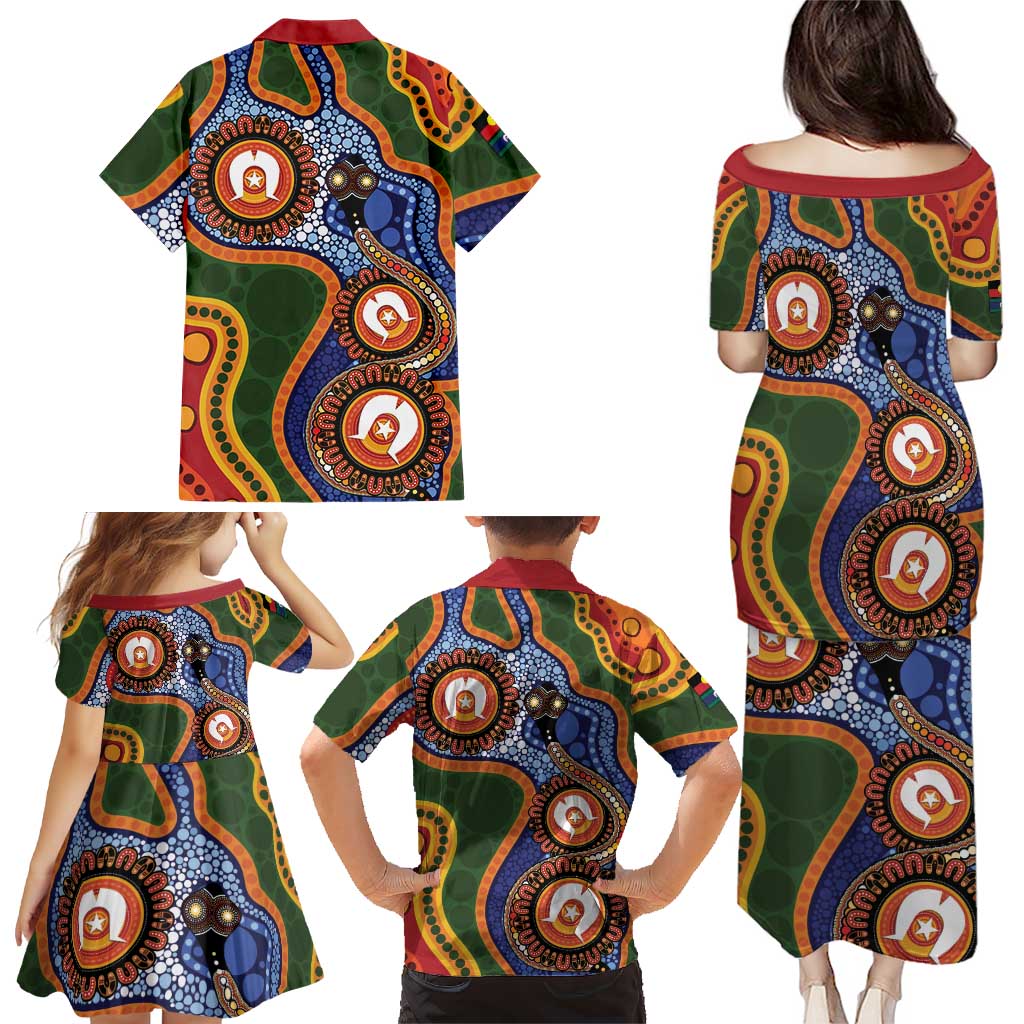 Australia NAIDOC Week 2026 Family Matching Puletasi and Hawaiian Shirt 50 Years of Deadly Dhari Snake Aboriginal Art